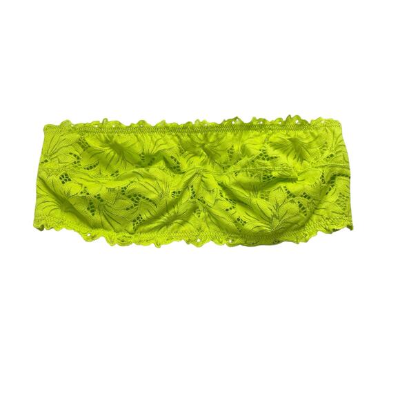 Aerie Womens Bra Size 34D Neon Yellow Lace Bandeau Bralette Strapless Underwire - Picture 3 of 10